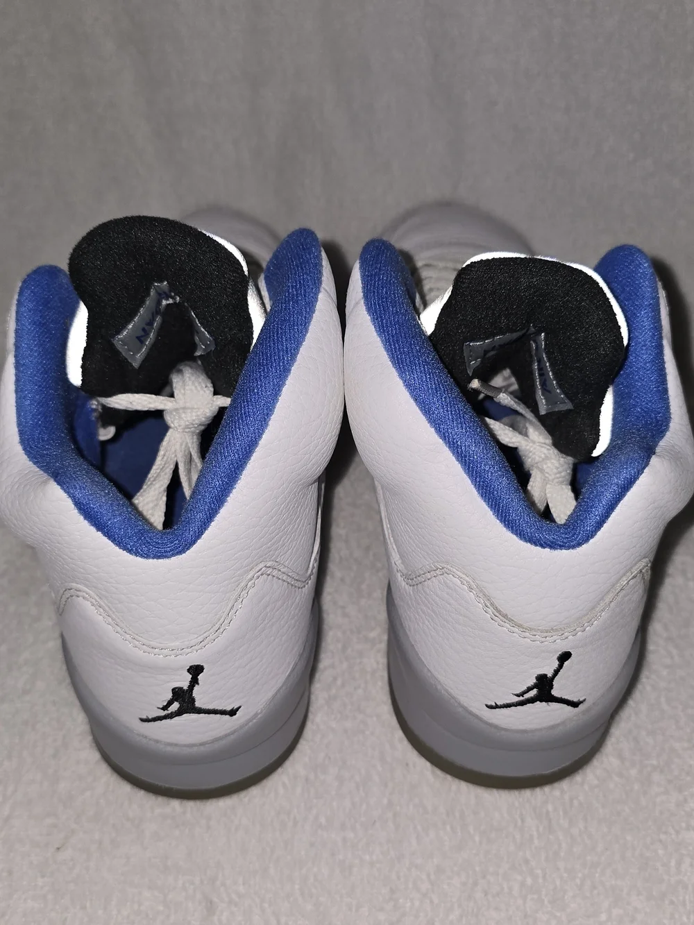 Nike Air Jordan Preschool 5 Retro White & Grey with Blue Accents